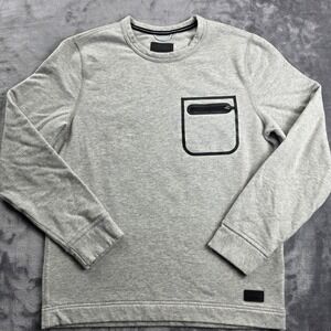 Abercrombie & Fitch Mens S Grey Crewneck Sweatshirt‎ Zipper Pocket Long Sleeve